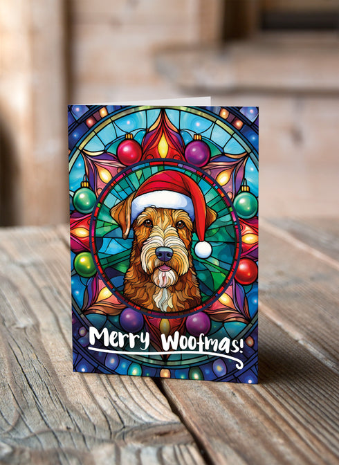 Airedale Terrier in a Santa Hat Christmas Card